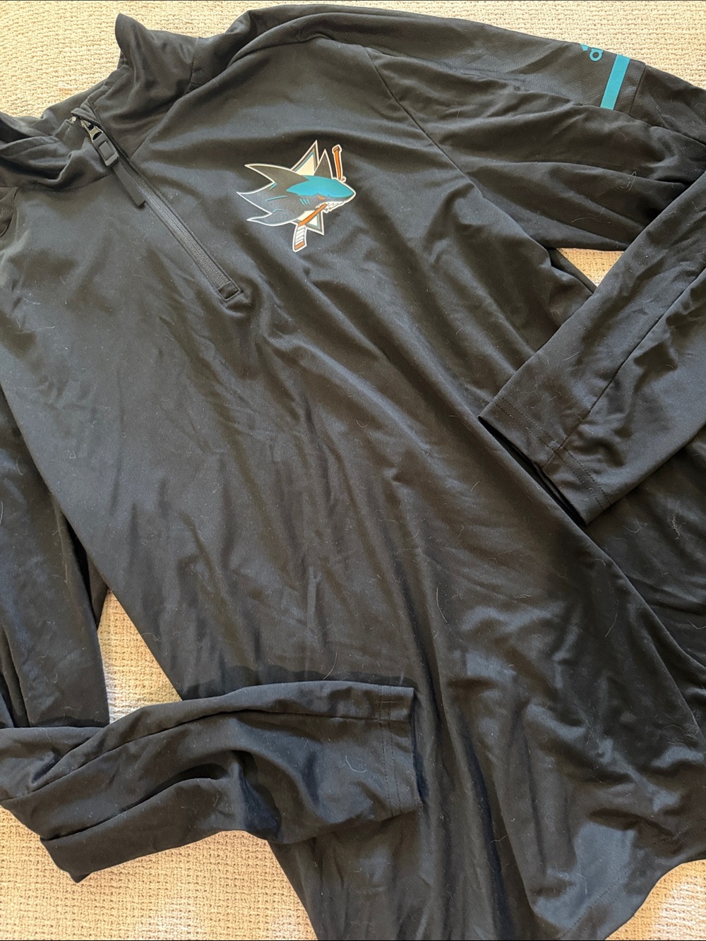 adidas San Jose Sharks NHL Quarter-Zip Pullover Men's Black Size Medium